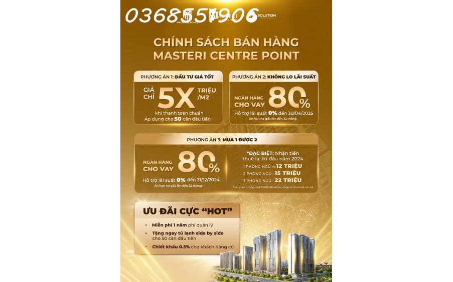 Cần Bán Căn Góc Đặt Biệt 3PN Masteri Central Point Trực Diện View Sông, Biển Hồ